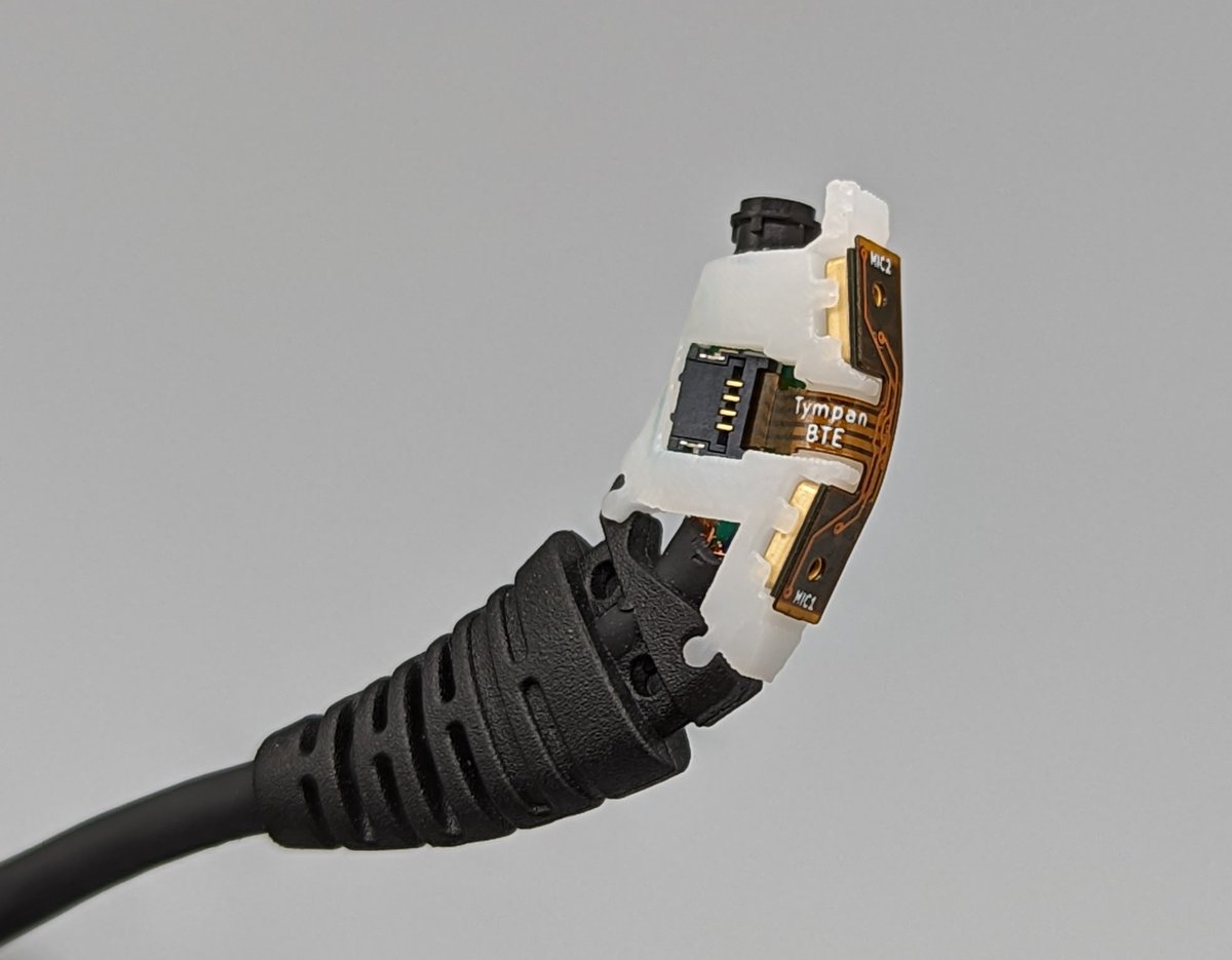 Tympanorg's tweet image. Setting up to test the dual mic inputs on FOB Tympan BTE
