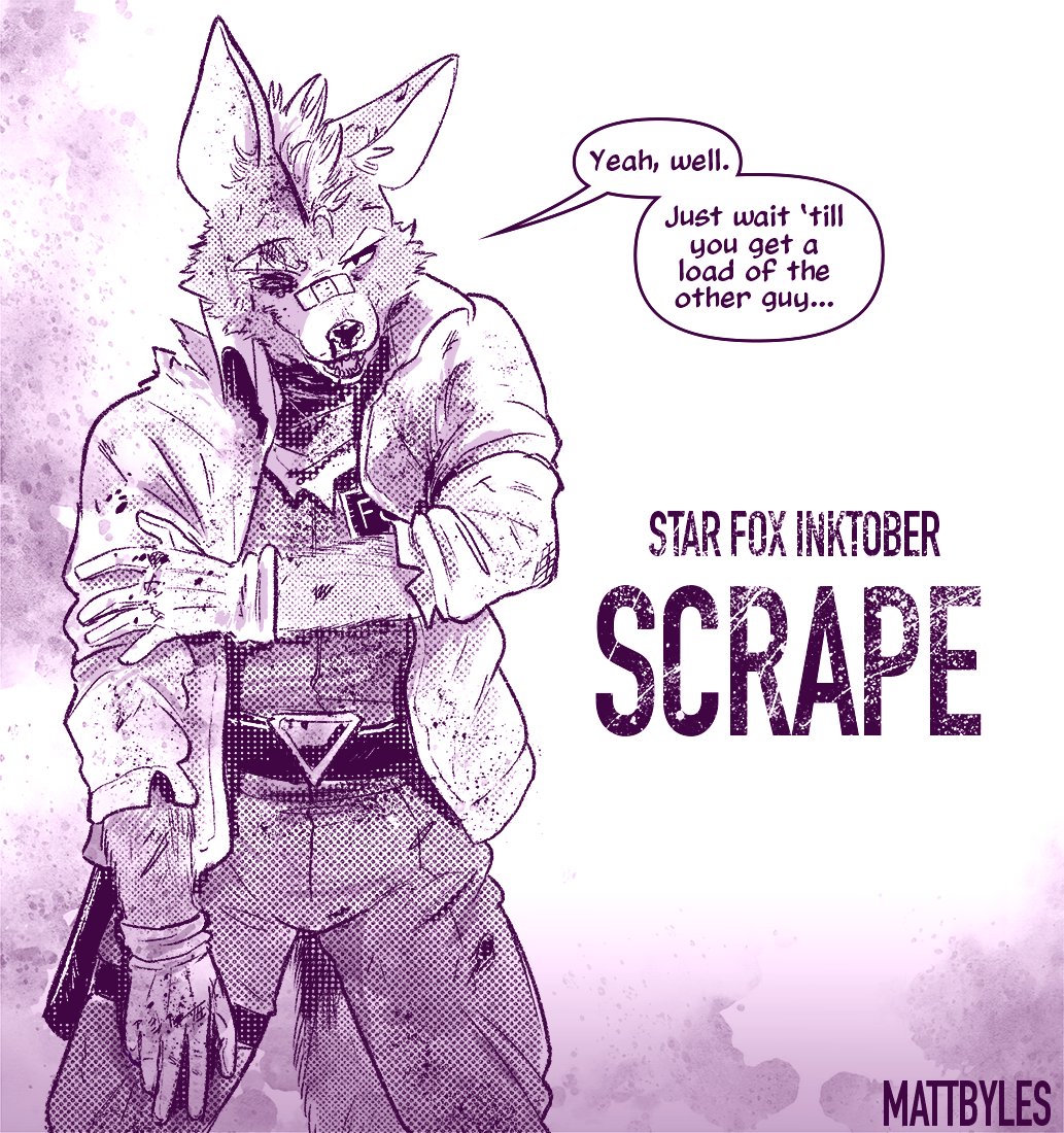 Star Fox Inktober 2022 - Scrape Kid's got a lot of anger in him, y'know. All I'm saying is it's a good thing he puts it to good use. One of these days he's gonna go it alone and direct it at the source