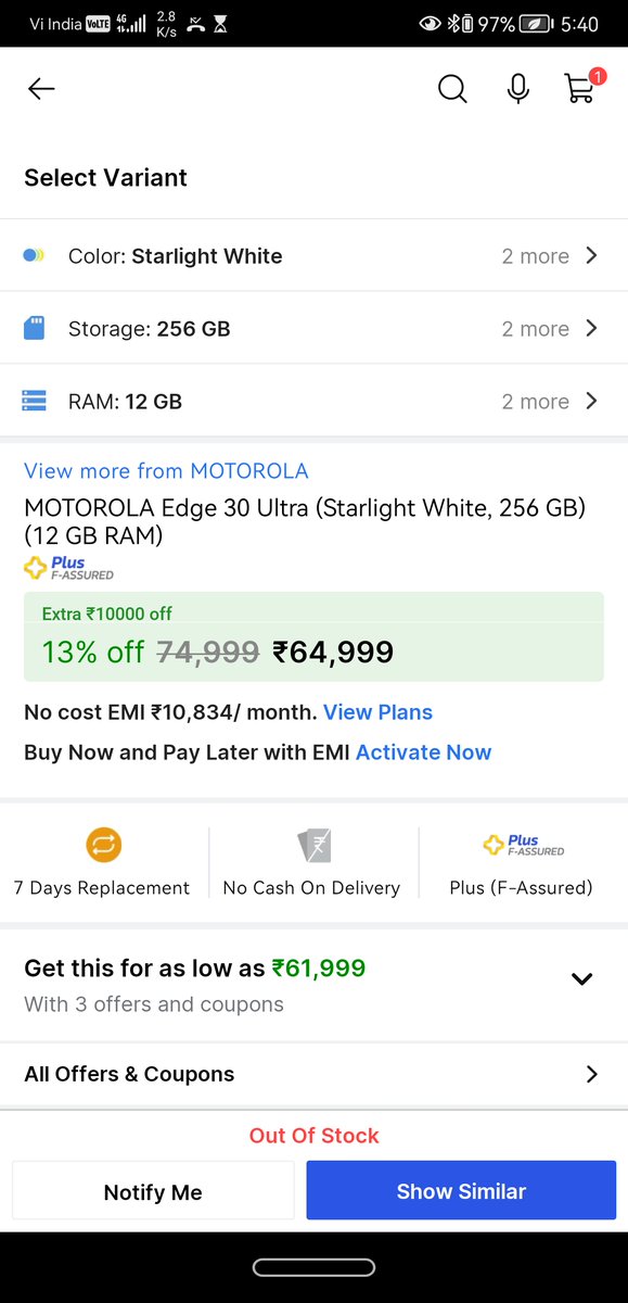 caumangparekh's tweet photo. @motorolaindia @HTTech @Flipkart It is out of stock https://t.co/CVEJ2zzmAX
