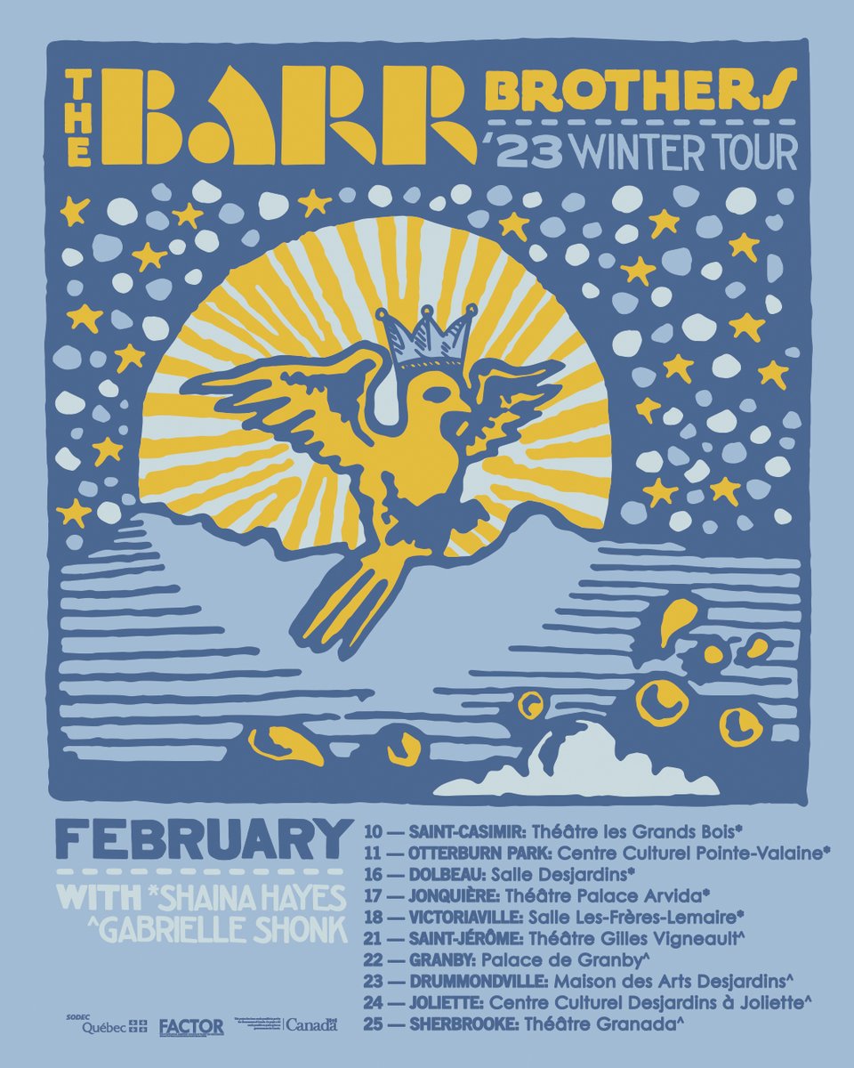 We're going back on the road in Quebec this February 2023. Tickets available here: thebarrbrothers.com Art: @dnorsen_design