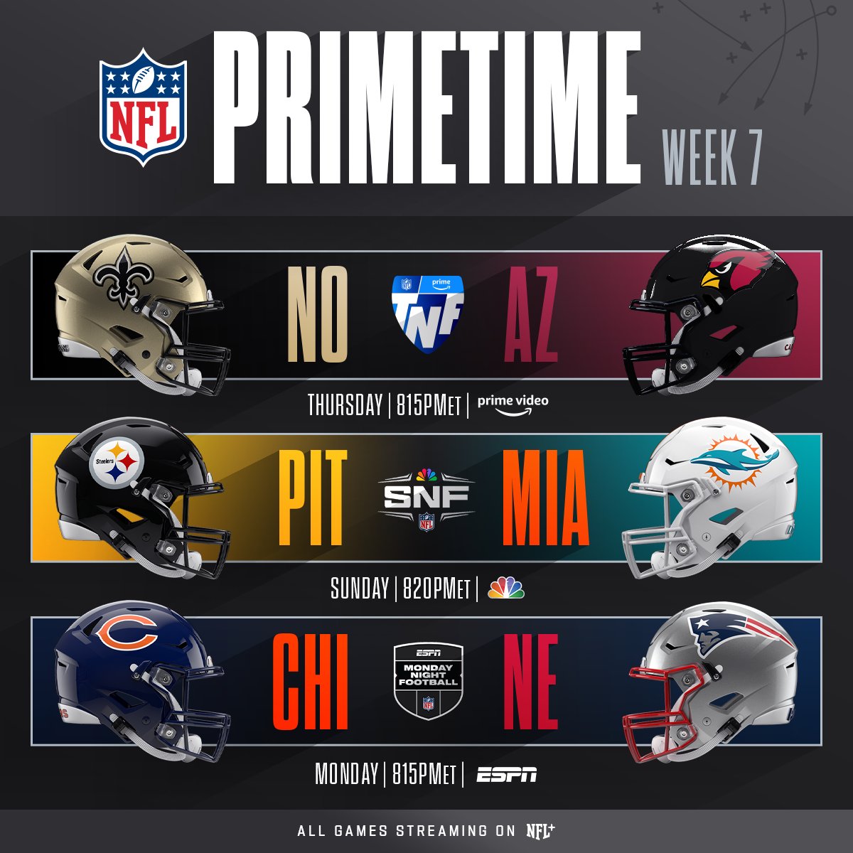 NFL's tweet photo. Whose time is it to win in primetime? ⏰ https://t.co/KVWLX7ykkt