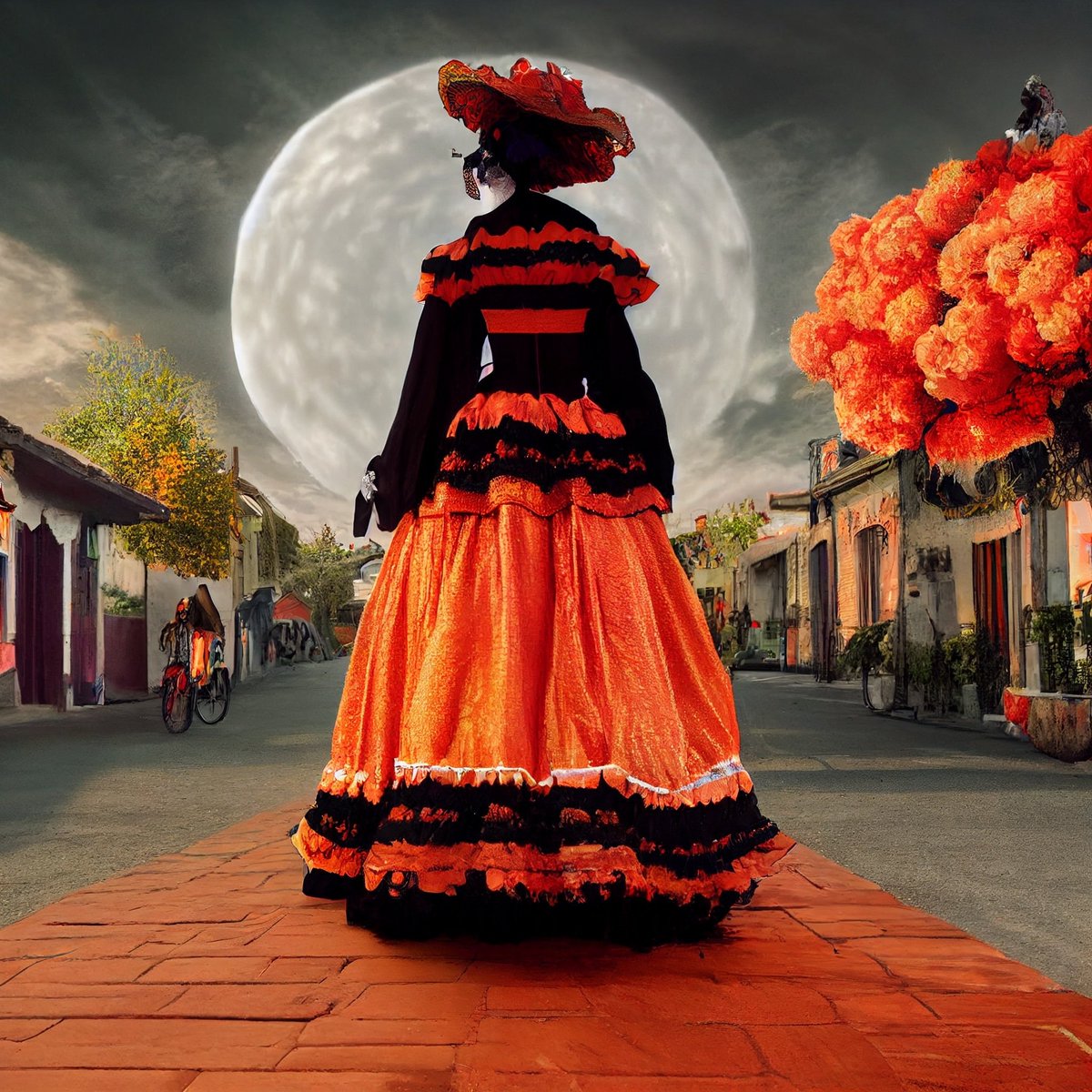 Dress inspired on the celebration of "día de los muertos" the Halloween Mexican version 🎃 Do you have already your dress for this special day ? #Halloween #dress #fashion #mexico #artwork #aiartcommunity #AIArtwork #tezosart #objkt