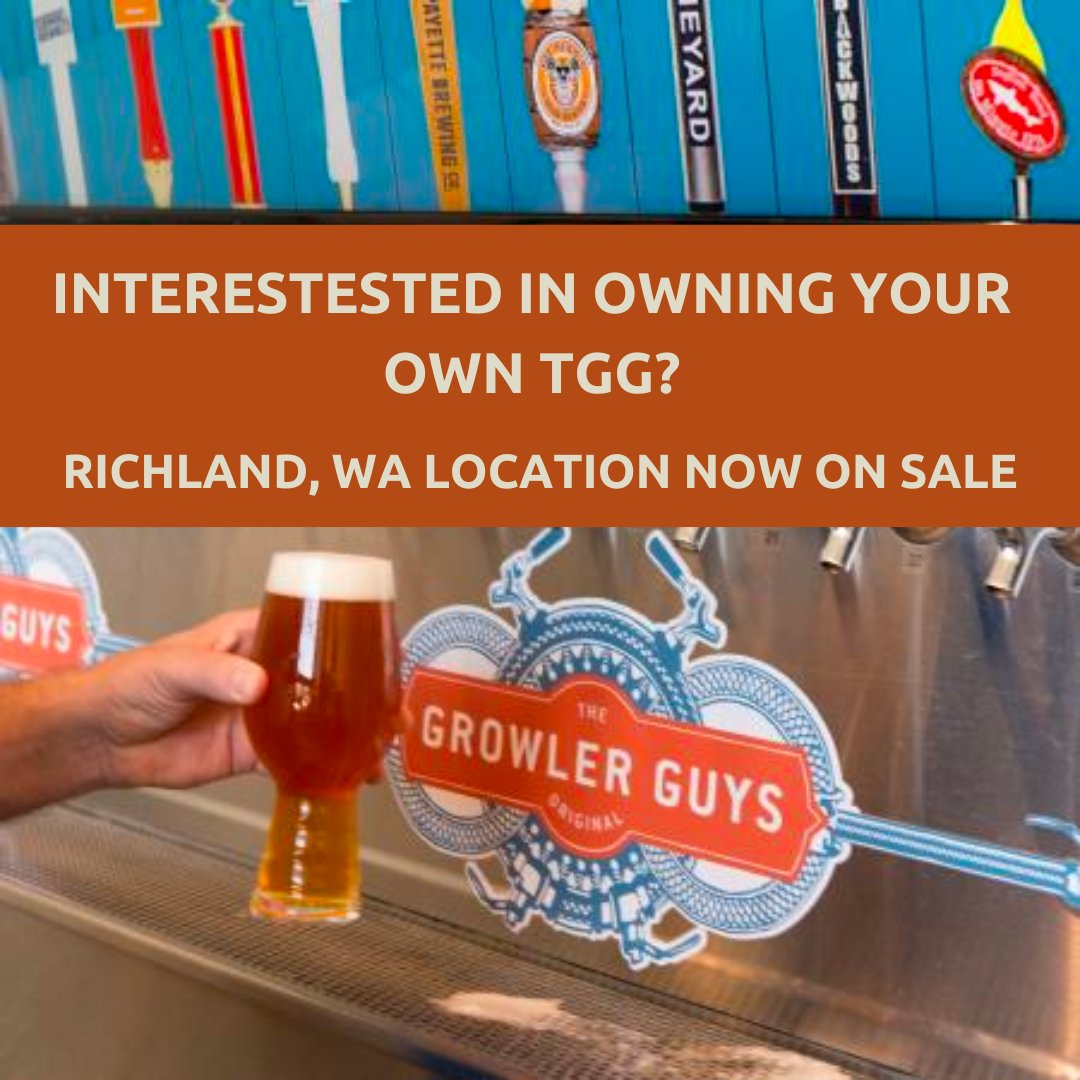 thegrowlerguys's tweet photo. Ever thought about owning your own Growler Guys? Now is your chance! Already established and ready to open back up again, the Richland location is looking for new owners! If you're interested please email info@thegrowlerguys.com for more information! https://t.co/MfWl7tztb3