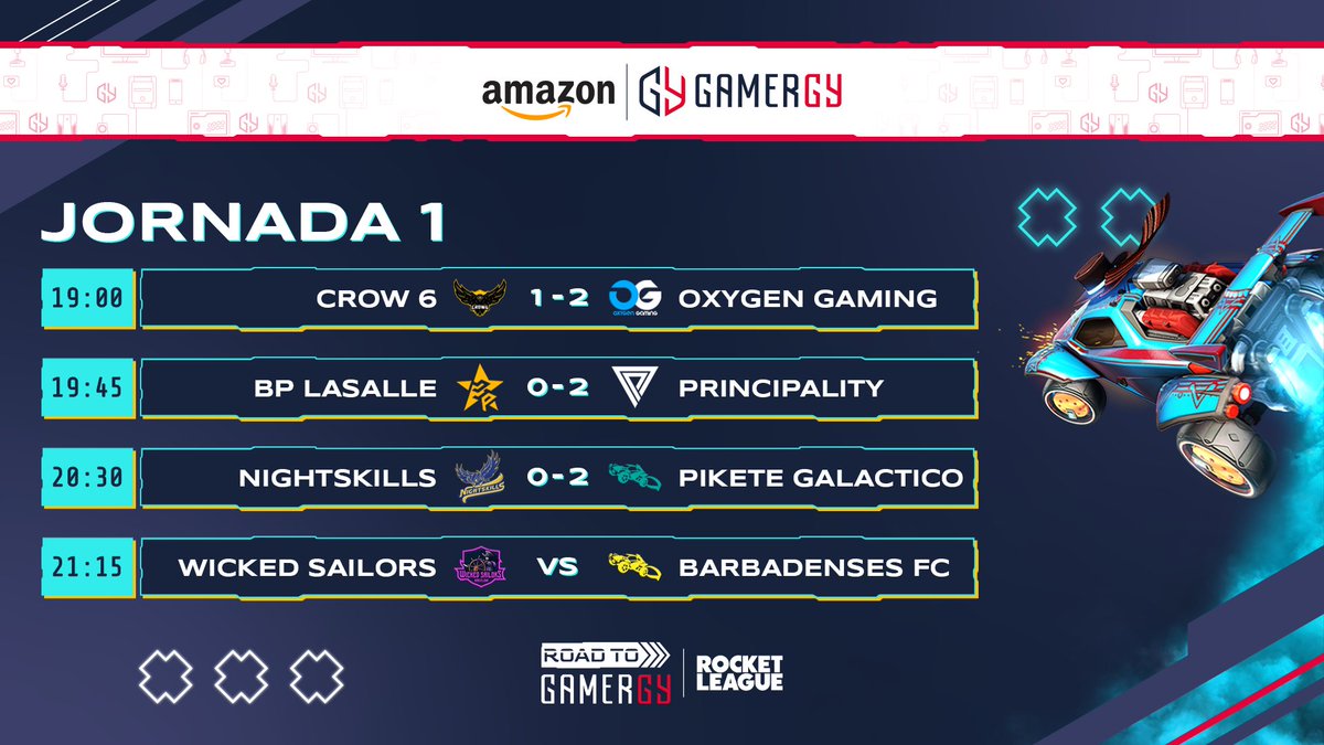 GAMERGY's tweet photo. ¡Cerramos la Jornada 1 del #RoadtoGamergy de Rocket League con un partidazo! 🚀
 
Los marineros de @WickedSailors contra el conjunto de @BarbadensesFC, ¡todos dentro a apoyar a vuestro equipo!
 
🎙 Con @isaceni99 y @MrMochu
 
📺 https://t.co/810dMw9y8m https://t.co/1cGHbR8784
