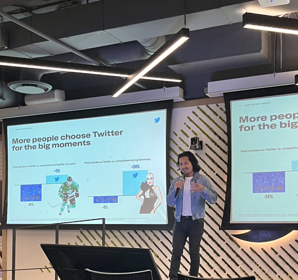 jvberg's tweet photo. People choose Twitter for big events, but we choose @KevDLA to provide some sizzle on how brands stay culturally relevant #TwitterInnovators https://t.co/fSX6TitjiX