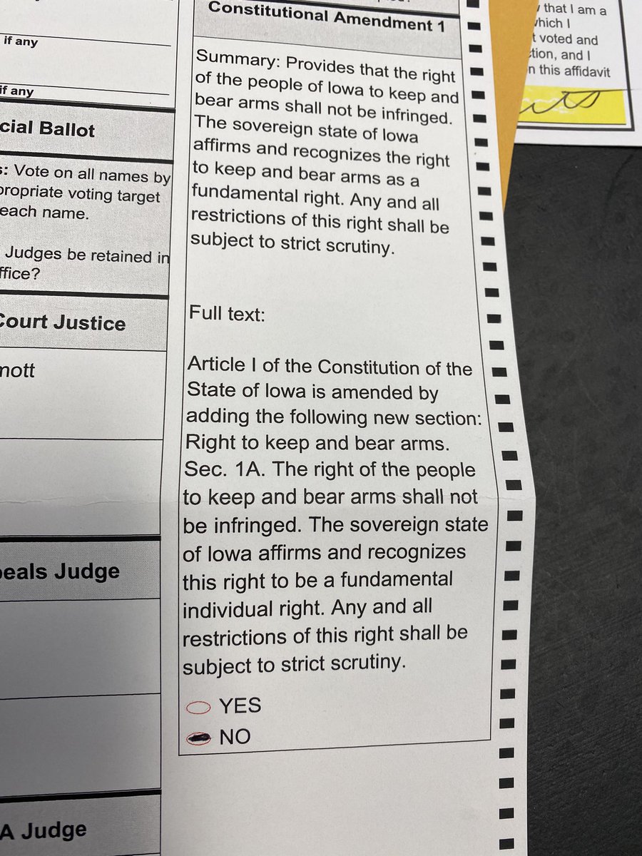On the back of your ballot, vote no on the reckless, “not the 2nd amendment” amendment.