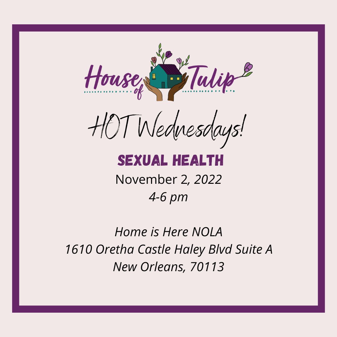HOT WEDNESDAY!

If you plan to attend please complete this short form so that we can make sure that we create a more accessible space for all who join us!

forms.gle/EELV6Jogk15wBD…

When: November 2, 4-6 PM
Where: Home is Here NOLA
1610 Oretha Castle Haley Blvd Suite A