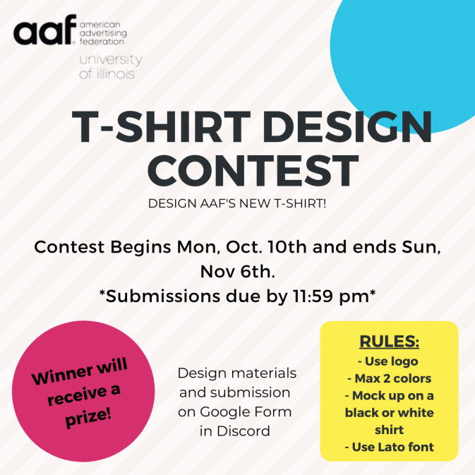 Are YOU the next designer for AAF's chapter T-Shirt? The AAF T-Shirt contest is open for submissions until November 6th. Follow the guidelines above and submit your design for a chance to see your design come to life!