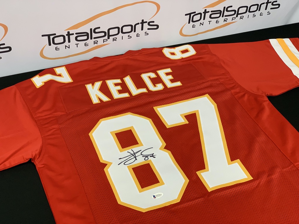TSEKansasCity's tweet photo. Word on the street is that Travis Kelce autographed items will be restocked on our website VERY soon 👀 https://t.co/wsTrucFYxD