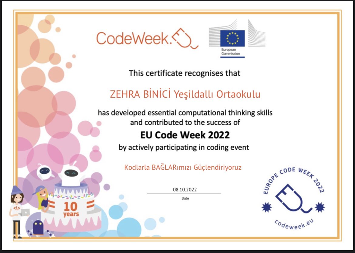 binicizehraa's tweet photo. AB Kod Haftasında biz de varız 🎉🎊
Kodlamayla BAĞLARımızı Güçlendiriyoruz @YeildallOrtaok1
#Code4Baglar
@Diyarbakirmem @Murat4Kucukali @BaglarKaymakam @BaglarMEM21 @Mehmet_Bulut21 @CodeweekTurkiye @CodeWeekEU @hcetinkaya7733 @Baglarproje21 @seda_elikucuk @benanogretmen https://t.co/q72Cf5EB7l