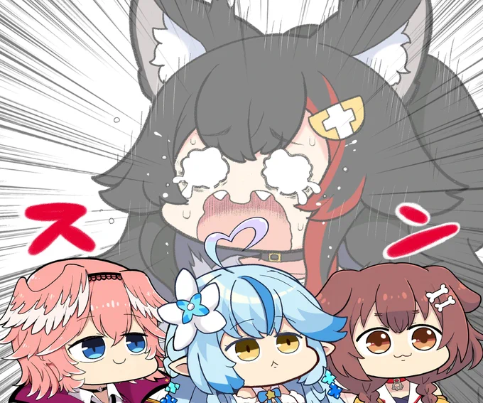 ミオしゃが怖がり過ぎて他の三人がスンッ…って冷静になる所、大変良かったです#ホロ怖がり隊 