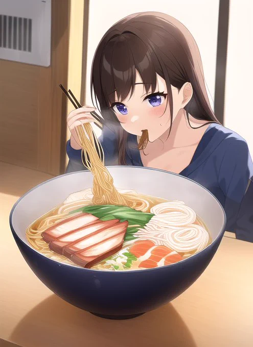「Ramen noodles that eat idols」
(アイドルを食べるラーメン)

これだと安定して箸を出す

AIからすれば、人間がラーメンを食べるのではない、ラーメンが人間を食べるのだ!

樋口で出すのはやめとくので、樋口Pは各自やってください 