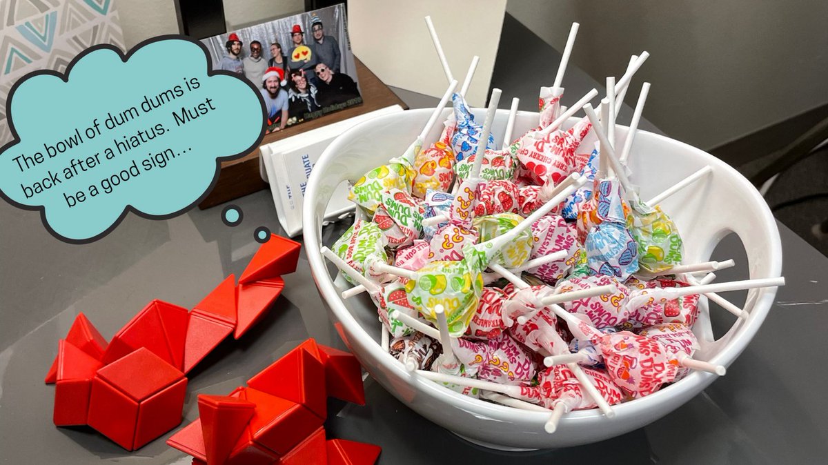 It’s a busy day. More meetings with students at the GC. Lots of @cunygcdi projects buzzing along… but most importantly, the bowl of dum dums is back, refreshed, and awaiting visitors. @digital_fellows