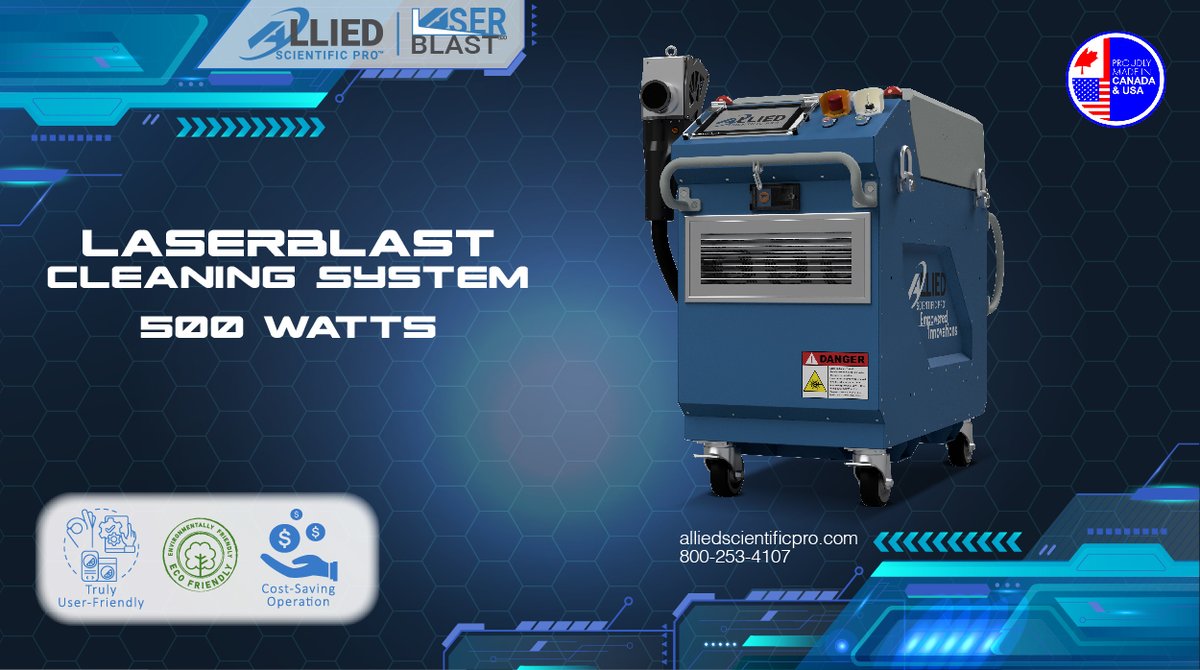 alliedscientifi's tweet photo. More Power, Precision and efficiency in the 500 Watts laserBlast cleaning machine by Allied Scientific Pro.
#Lasecleaning #Rust #Corrosion  @Lasercleaning1 @NACEtweet @CorrosionJnl @TNTRustRemover 
Learn more: https://t.co/o1meak1Mn8 https://t.co/Pjx53TqtmV
