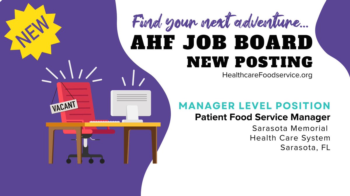 ahfnetwork's tweet image. Sarasota Memorial Health Care System in Florida is seeking a qualified Patient Food Service Manager. To view this and other excellent healthcare foodservice opportunities, visit the AHF Job Board today!
ow.ly/Btwl50Lfn1X
#healthcaerfoodservice #foodservicemanager