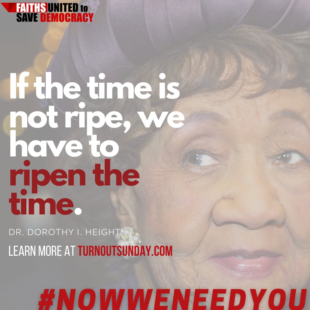 williamsskinner's tweet photo. "If the time is not ripe, we have to ripen the time." - Dr. Dorothy I. Height
Join our team of diverse #PollChaplains concerned about the protection of American democracy and our vote. Register at https://t.co/wgYY7mRL7l #WatchPrayProtect https://t.co/Hu0v3pZOl7