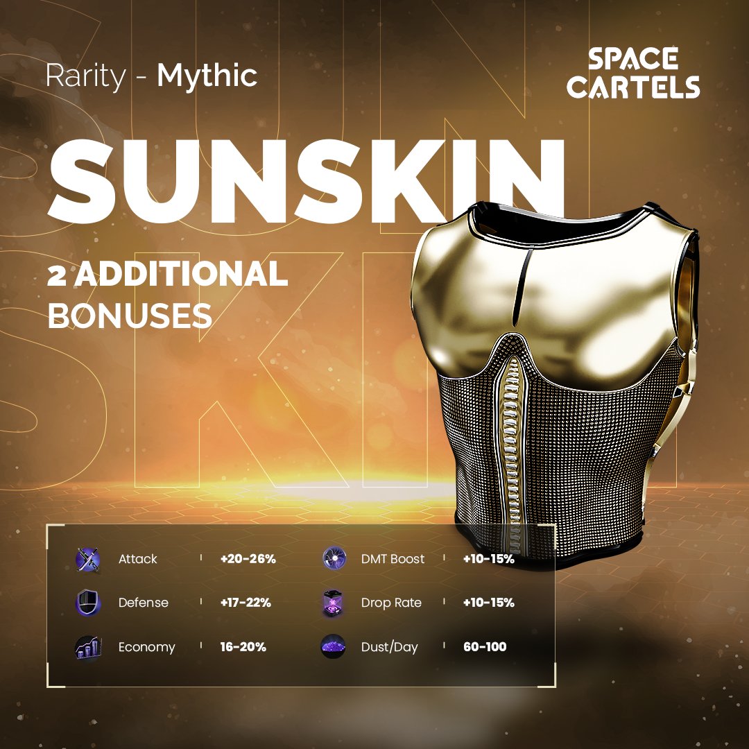 SpaceCartels's tweet photo. ✨Cartels! 

Remember that we are opening chests next Tuesday?

🎉You already saw Sniper Rifle, now it's time for Sunskin!

We have over 200 items, check out more yourself.

💰Chest cost: 15-55 $BUSD or 9,999 $DUST

🎁Follow, Like &amp; RT to win #freeNFT Ring

#NFT #BNB #P2E https://t.co/u1IxkfY72C