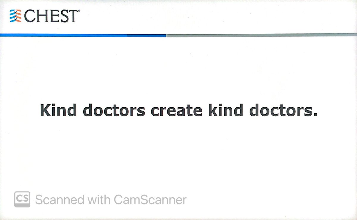 gretchemaben's tweet photo. Kind doctors create kind doctors! Pay it forward! We have to stop the cycle of abuse. Just because you suffered doesn’t mean others deserve the same pain. #CHEST2022 https://t.co/RvTkVxLkeP
