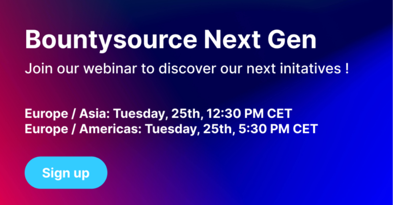 Bountysource's tweet photo. Great announcement for Bountysource next gen!😎

We tell you everything during our webinar, don't miss it! 
Join us Tuesday, 25th at 12:30PM and 17:30PM CET⚡

#webinar #opensource #bountyhunting #web3