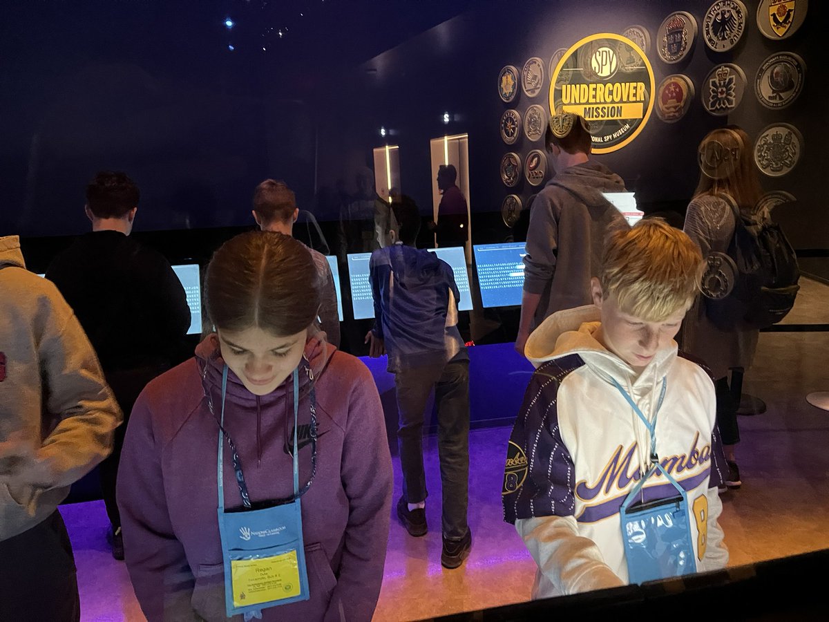BunsoldMiddle's tweet photo. Bus 2 at the Spy Museum. #bmsdc2022 #deception #undercover #topsecret #whenislunch https://t.co/kZtNO78C3k