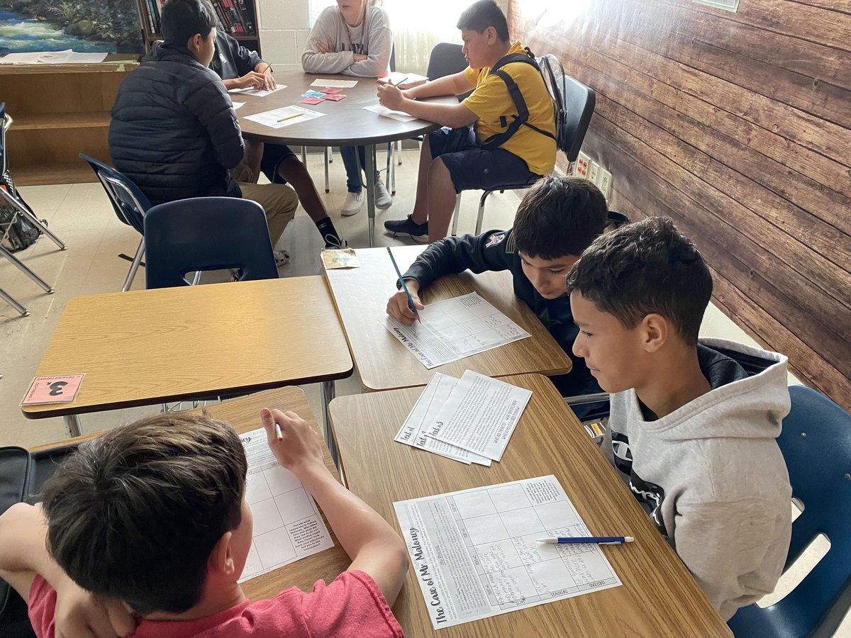 MrsDintheMiddle's tweet photo. JBMS intersession is the place to be!! Murder Mystery in 8th grade RLA has students inferring and asking questions about their text! Who killed Mr Maloney? We will know soon! #JBMSisBOLD #Oneheartoneseguin https://t.co/rZ8h4ioUzo