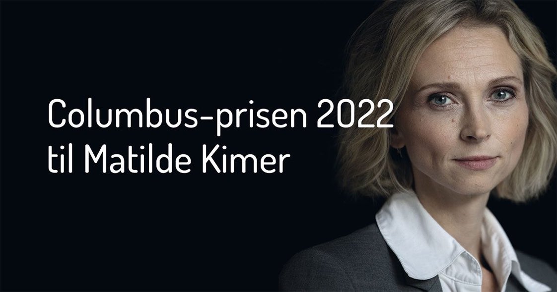 andershassing's tweet image. "Hun forener den store og den lille historie". Columbus-prisen 2022 går til @matildekimer! Læs @DRkoncern s omtale: dr.dk/om-dr/nyheder/…