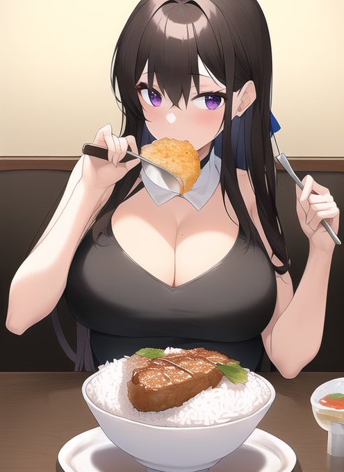 「カツ丼を食う美少女」
2枚目と4枚目、キャラ的・絵的にはいいな 