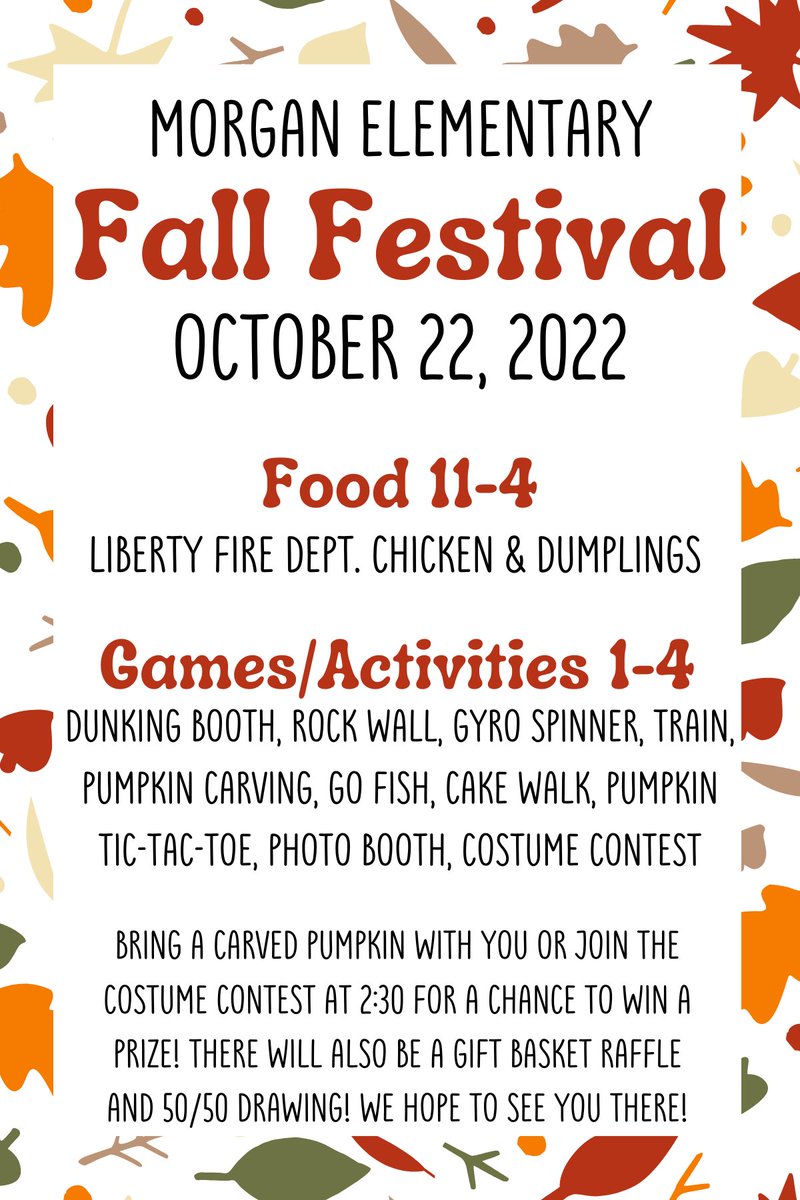 We can't wait to have everyone join us at our fall festival this Saturday for great food and fun activities to support an awesome school! I'm even hoping in the dunking booth!