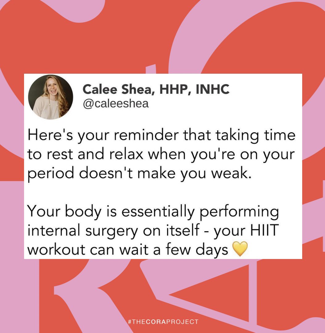 theCORAproject's tweet photo. We cannot emphasise this enough‼️ be kind to yourself always but especially on your period💓🩸 #period #bekind #selfcare https://t.co/78vD45Mjba