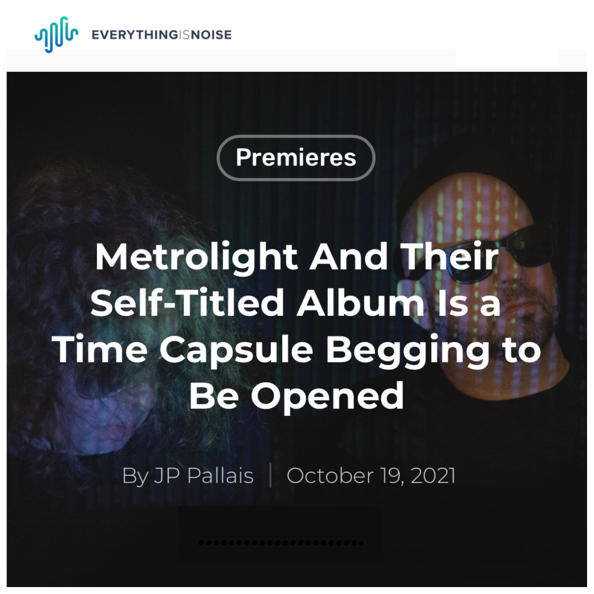 teepeerecords's tweet photo. Giant shout out to @NoiseEverything for premiering #Metrolight's debut LP in all its synth-rock glory. Turn it up, the full album—featuring members of Sweetapple, Cobra Verde, Guided By Voices, and Death of Samantha—is out everywhere this Friday! https://t.co/p5vXYpzQa4 https://t.co/x9rEv9kZlC