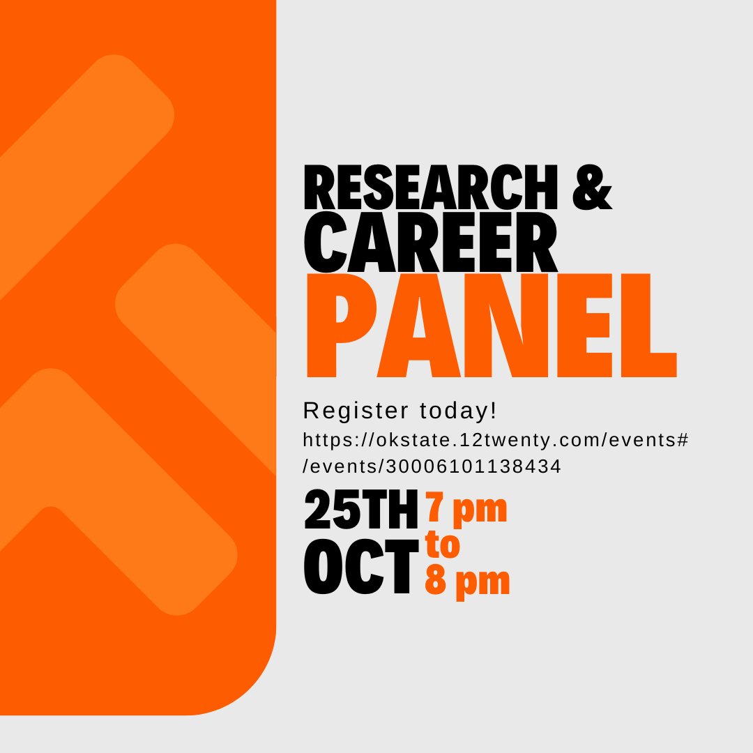 #okstate research experiences help build a path to career success. Learn how from 5 CAS alums on 10/25 @ 7pm. Register Now! okstate.12twenty.com/events#/events…