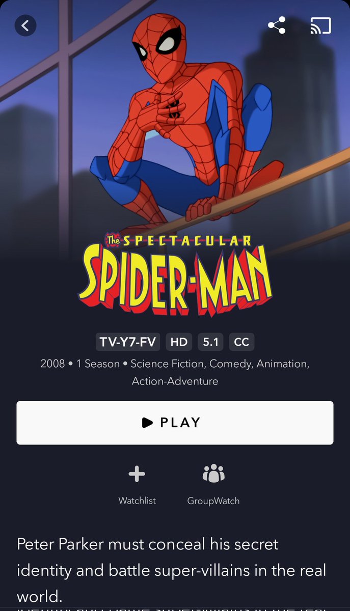 joshkeaton's tweet photo. They did it! Disney+ actually put Spectacular Spider-Man up! Binge it! Tell a friend! Binge it again! https://t.co/lIQ7s927kp
