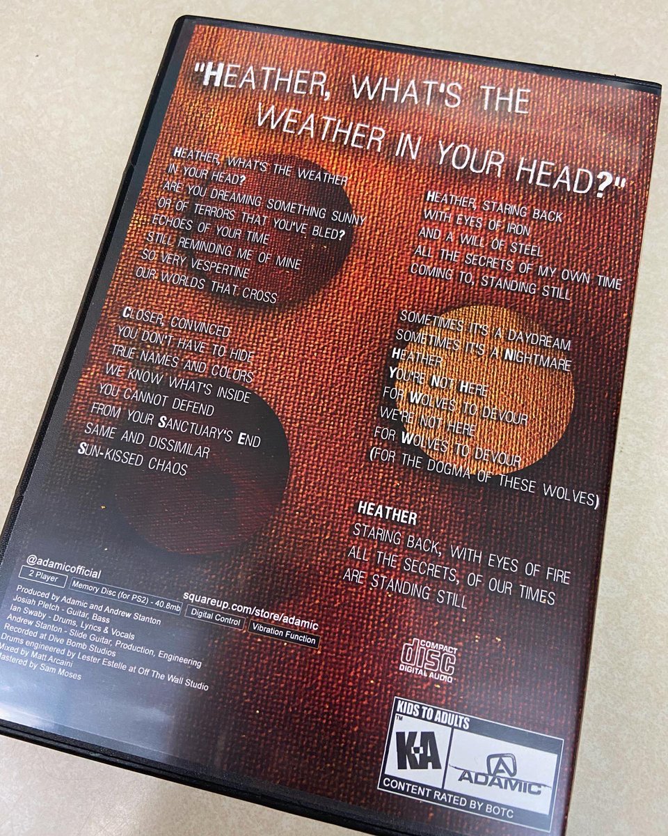 AdamicOfficial's tweet photo. Our limited-run game case CD single of “Heather” is still available on our online store. Get yourself a numbered copy before they’re gone!
#heather #adamic #single #music #gamecase #videogame #newmusic #rock #hardrock #metal #punk #alternativerock #alternativemetal #indie https://t.co/TJW4yN0j8M