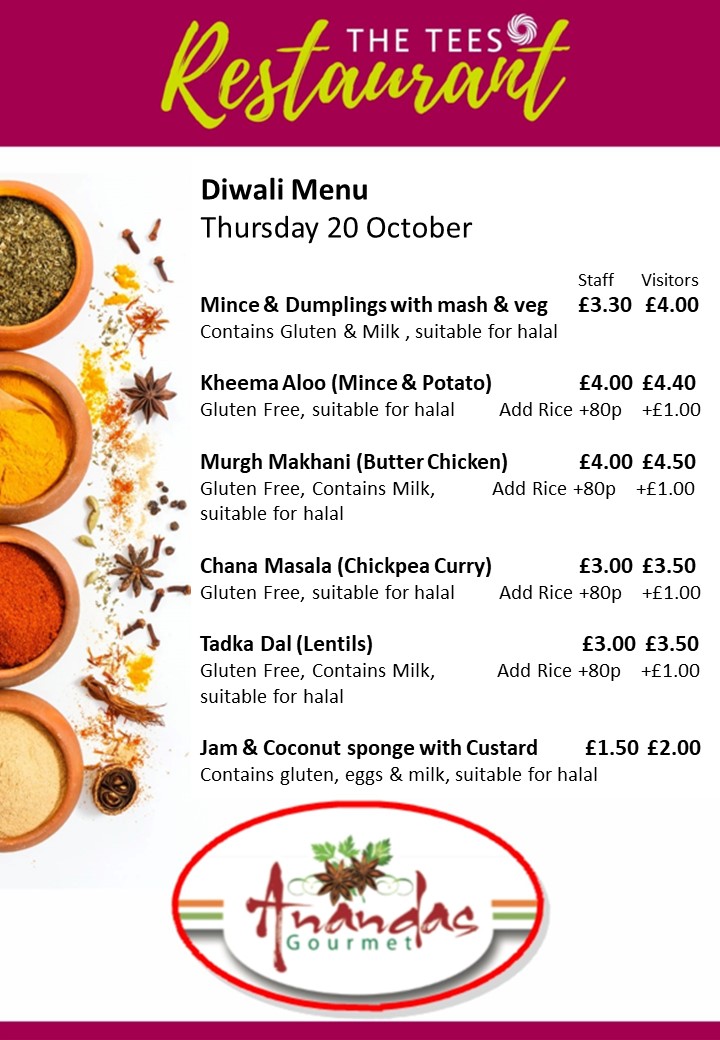 nthsolutionsllp's tweet photo. Our catering team have teamed up with the fantastic 
@AnandasGourmet to celebrate #Diwali with a special menu. 
Join us in the Tees Restaurant tomorrow to try some authentic Indian cooking! 
Wishing you a Diwali that brings happiness prosperity and joy to you and all your family! https://t.co/6GCGavJ2zJ
