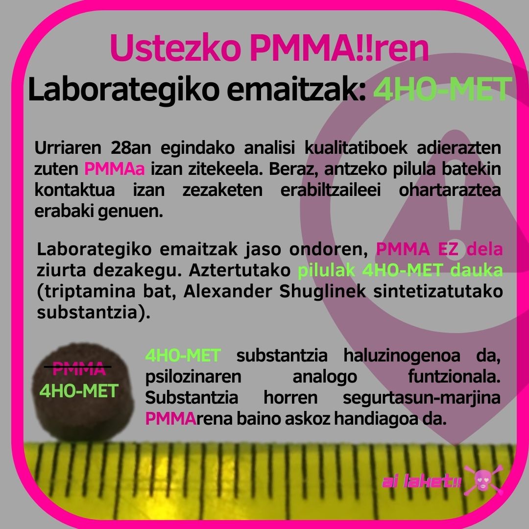 Ailaket's tweet photo. ⚠️ Laborategiko emaitzak jaso ondoren, PMMA EZ dela ziurta dezakegu. Aztertutako pilulak 4HO-MET dauka.
#RdR #drogak #analisia #alerta #AiTestGunea #arriskuMurrizketa #anonimoa @VitalFundazioa
(...) https://t.co/92ySxgq03p