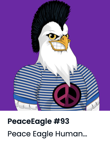 PeaceEagleNFT's tweet photo. Miss the mint? Not to worry!
#NFTGiveaway - We will select three winners to receive one of these NFTs. Entry is easy:
โ
Like, RT, & Comment
โ
Follow @PeaceEagleNFT & @JoliLavie
#PeaceEagleNFT #EagleStrong https://t.co/RlgTt8D0cb