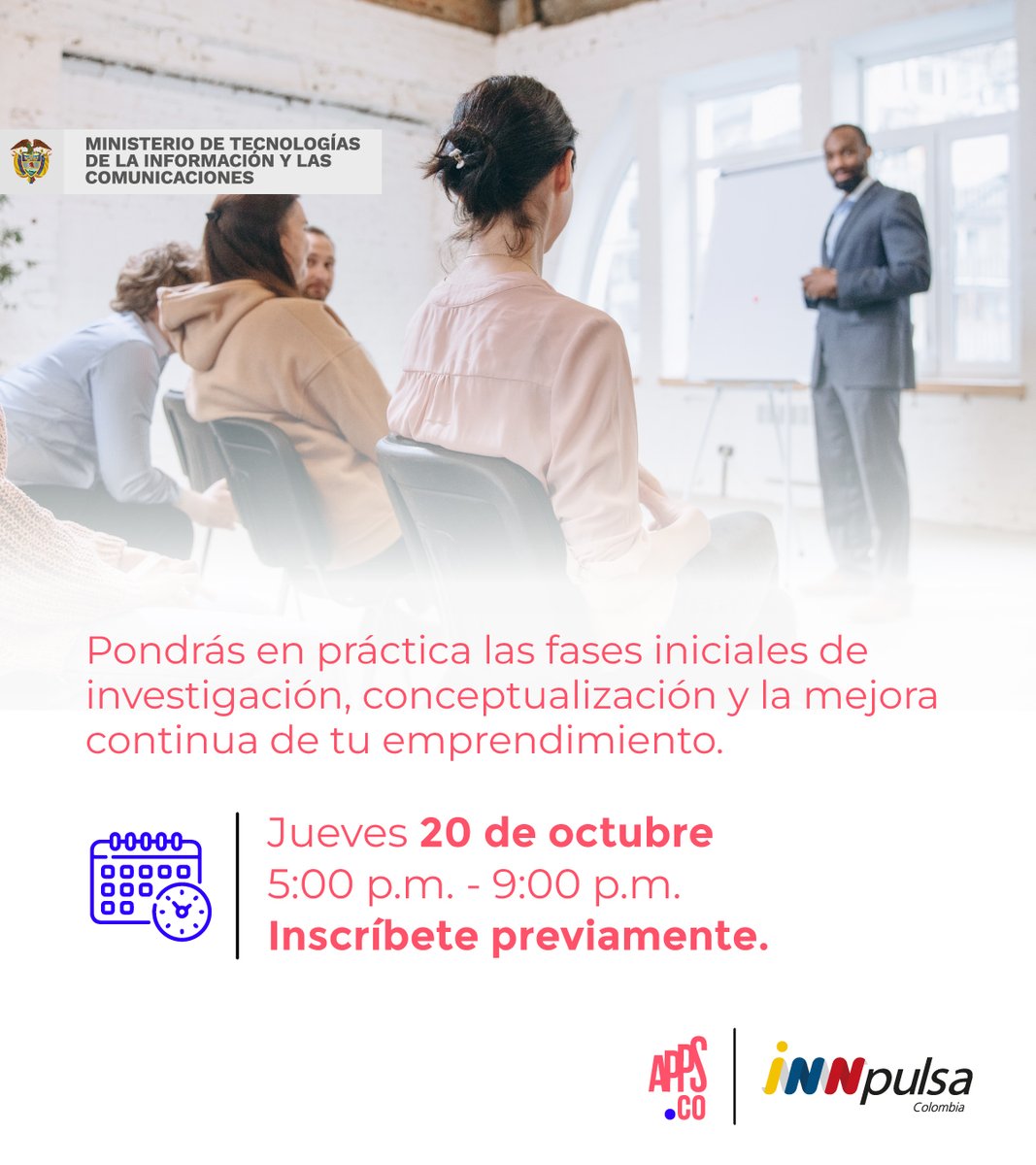 IndustriaDigCol's tweet photo. 🇨🇴#GobiernoDelCambio |🔷Si buscas desarrollar los pasos para validar tu idea de negocio con nuestro taller gratuito de Emprendimiento Digital, no esperes más. 
➡️Inscríbete a través del siguiente enlace📲 https://t.co/TpOtTrfRLe https://t.co/8U5CWUlImw