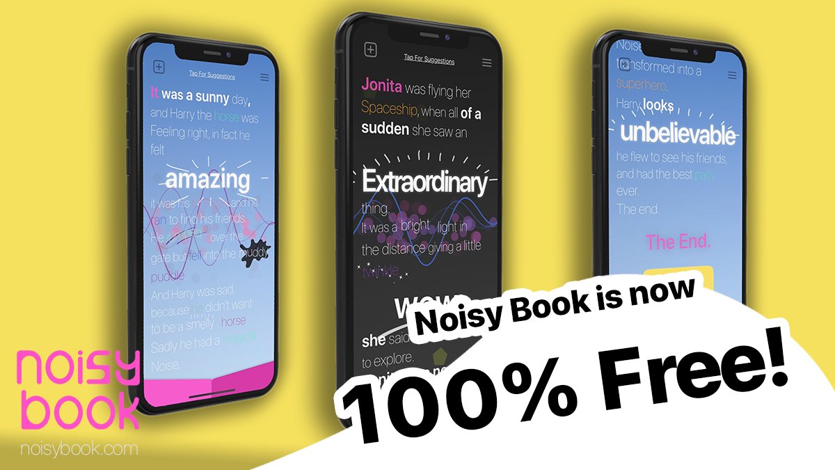We are very pleased to say - Noisy Book is now 100% Free  🤗  No more in-app purchases, free to download, all features enabled - so please enjoy reading some stories and making up your own adventures 🦕🗡️🌻
