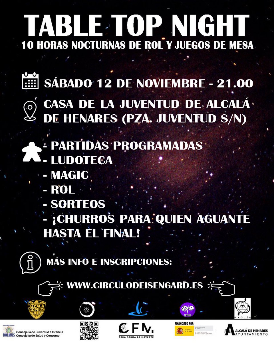Otra Forma de Moverte (@ofmalcala) on Twitter photo TABLE TOP NIGHT
Disfruta de los juegos de mesa en esta jornada nocturna, desde las 21h hasta la madrugada!!
En la casa de la Juventud, con
<a href="/CirculoIsengard/">CirculoIsengard</a>
INSCRÍBETE EN: circulodeisengard.es/ttn2022-ya-est… TABLE TOP NIGHT
Disfruta de los juegos de mesa en esta jornada nocturna, desde las 21h hasta la madrugada!!
En la casa de la Juventud, con
<a href="/CirculoIsengard/">CirculoIsengard</a>
INSCRÍBETE EN: circulodeisengard.es/ttn2022-ya-est…