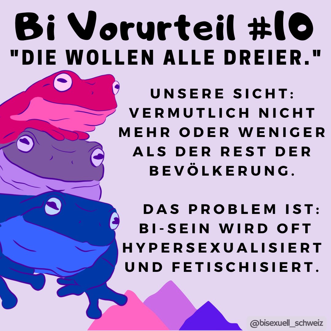Bisexualität wird zu oft hypersexualisiert und fetischisiert. Das erschwert die Akzeptanz von Bisexuellen in der Gesellschaft. #bivorurteile #bisexuell #bisexuellschweiz