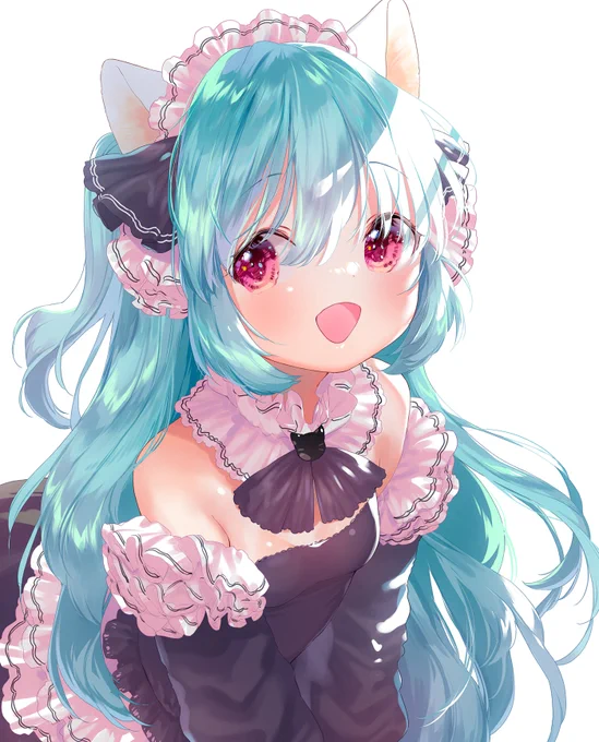 ねこみみメイドちゃん!あんまり描いたことない髪色にしてみました 