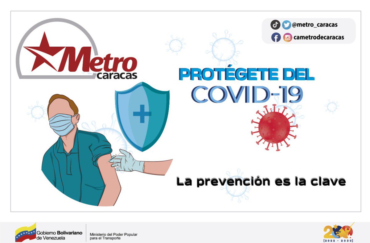 #LaPrevenciónEsLaClave 😷 Desde el @metro_caracas invitamos a toda la población a vacunarse, tener las dosis completas nos ayuda a combatir el #Covid19. ¡Vacúnate! 💉 #ElMetroSeMueveContigo #ElMetroRenace @NicolasMaduro