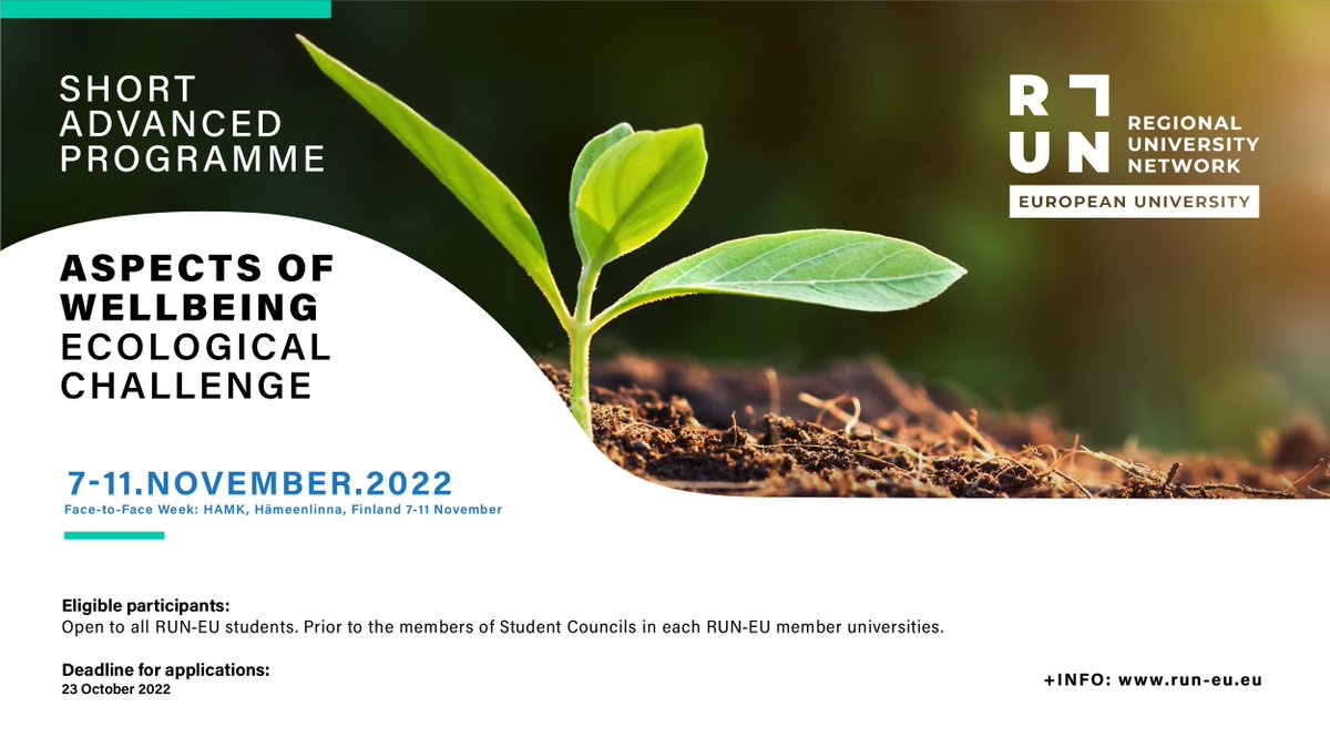 🌿 Are you interested in becoming an impact changer and nurturing the passion for a healthy lifestyle that is harmless to the environment? Join this new SAP and participate in a week in Finland! 👉 APPLY BY 23 OCTOBER +INFO: bit.ly/SAP_Ecological… #run_eu