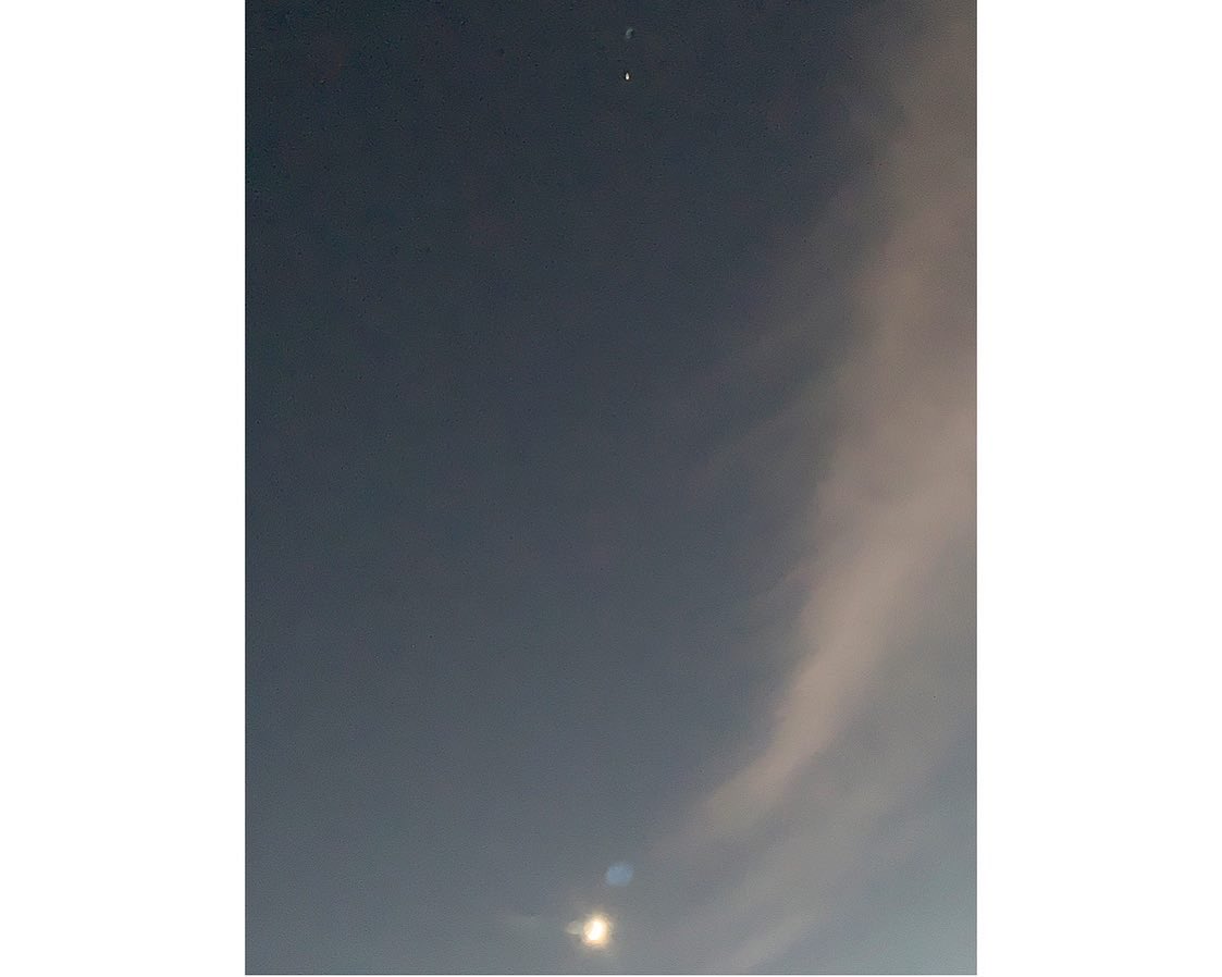 Red_Rabbit_7's tweet photo. Plein air of life food in the Tahoe mountains with the moon and stars which outlast us all and a just a dime for size. https://t.co/JHsgngmQP7