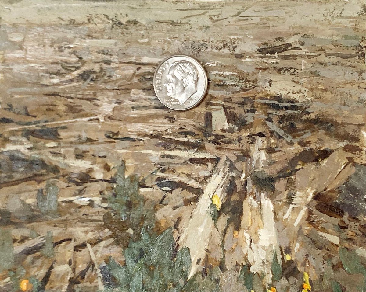 Plein air of life food in the Tahoe mountains with the moon and stars which outlast us all and a just a dime for size.