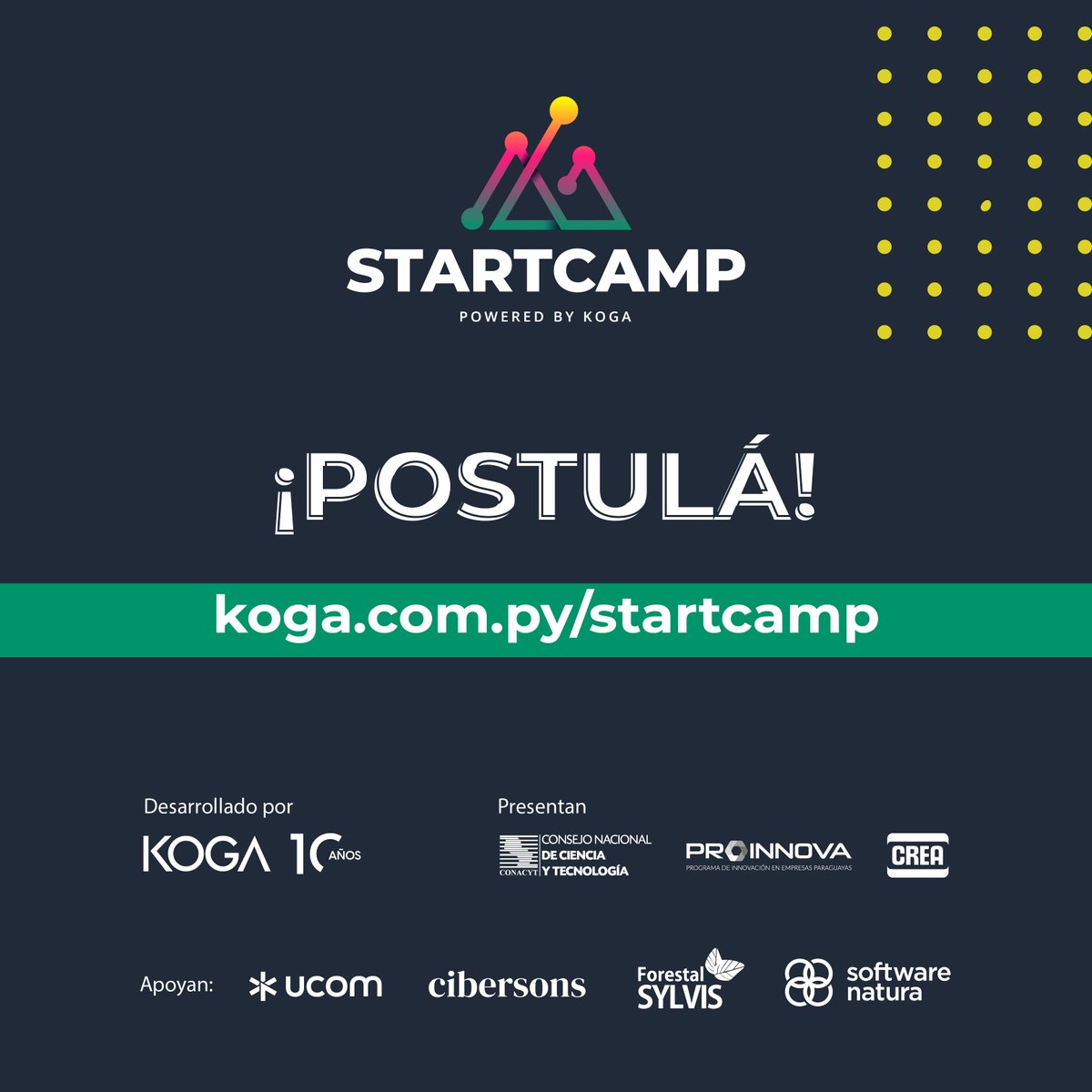 CreaParaguay's tweet photo. ¡Sé parte de #Startcamp2022! 🙌🏼

Podés desarrollar soluciones AgTech y potenciar tus ideas gracias a capacitaciones y a USD 3000 de capital semilla.

✅ Hackaton de 3 días 
✅Capacitación estratégica 

🔗 Premios, bases y condiciones en https://t.co/Z1I9NqeHBh https://t.co/8JLKFIEo6c