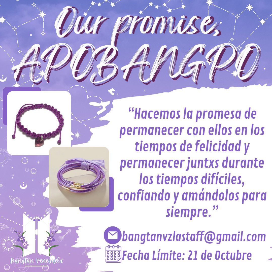btbangvenezuela's tweet photo. 💜 #Our_Promise #아포방포 💜

@BangtanVzla en conjunto con otras fanbases ha llegado para proponer un lindo proyecto a modo de promesa de parte de #VE_ARMY para #BTS y nosotrxs estamos entusiasmadxs de compartirles la noticia.

¡Lee para más información y no dudes en unirte! 😘 https://t.co/P3daNPeHHy