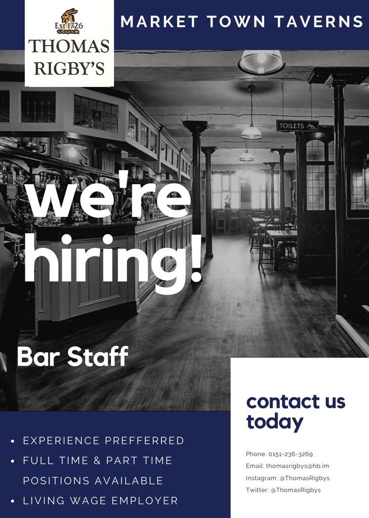 LadyOMann's tweet photo. If you or somebody you know would like to join our team as a full time or part time member of staff please get in touch! #jobsearch #liverpool #jobsinliverpool https://t.co/ecTuyvPO32