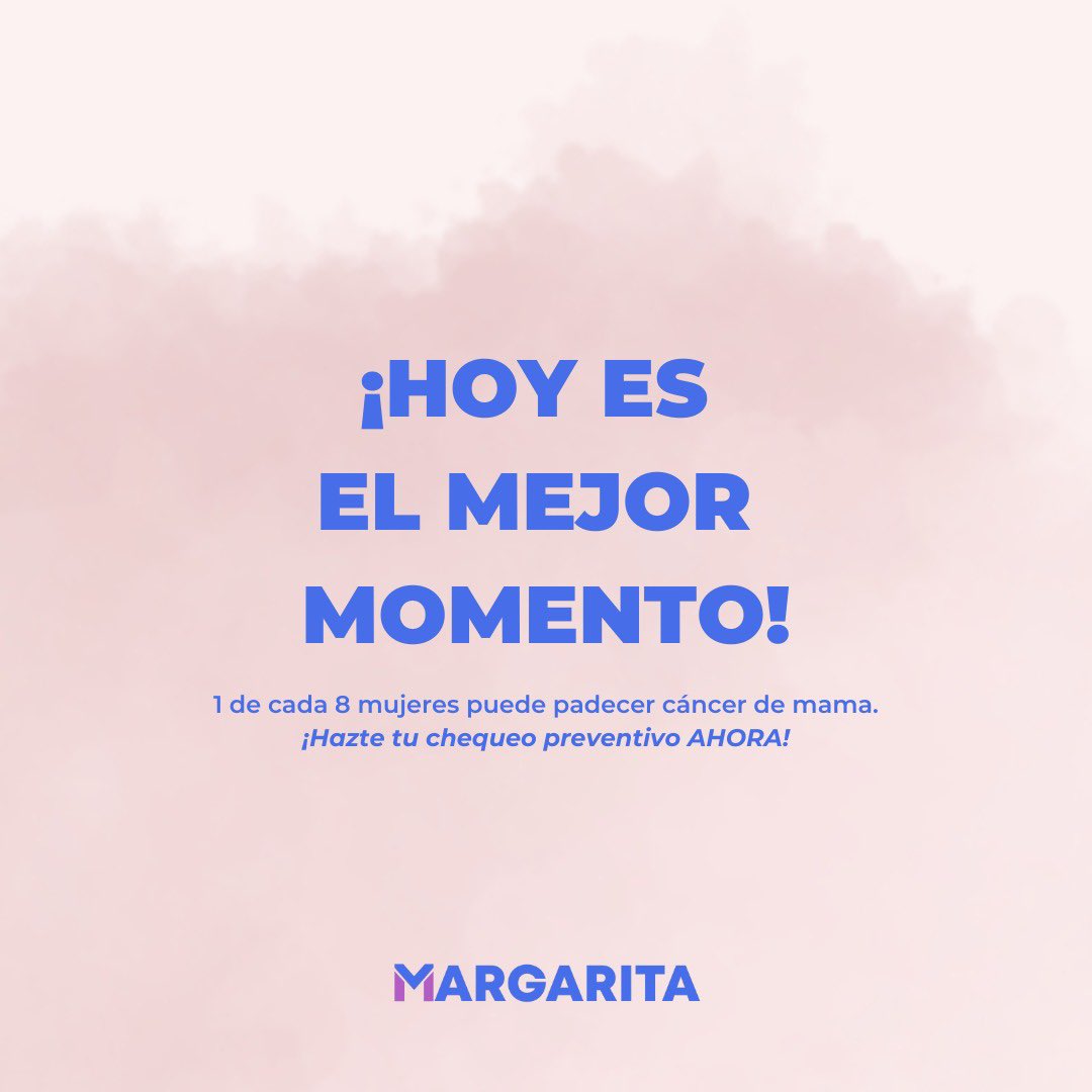 Mujer dominicana, #HoyEsElMejorMomento para la prevención del cáncer de mama. Hazte tu chequeo preventivo para detectar a tiempo esta enfermedad que afecta a 1 de cada 8 mujeres a nivel mundial. ¡Un chequeo a tiempo salva vidas! #DiaMundialDelCancerDeMama