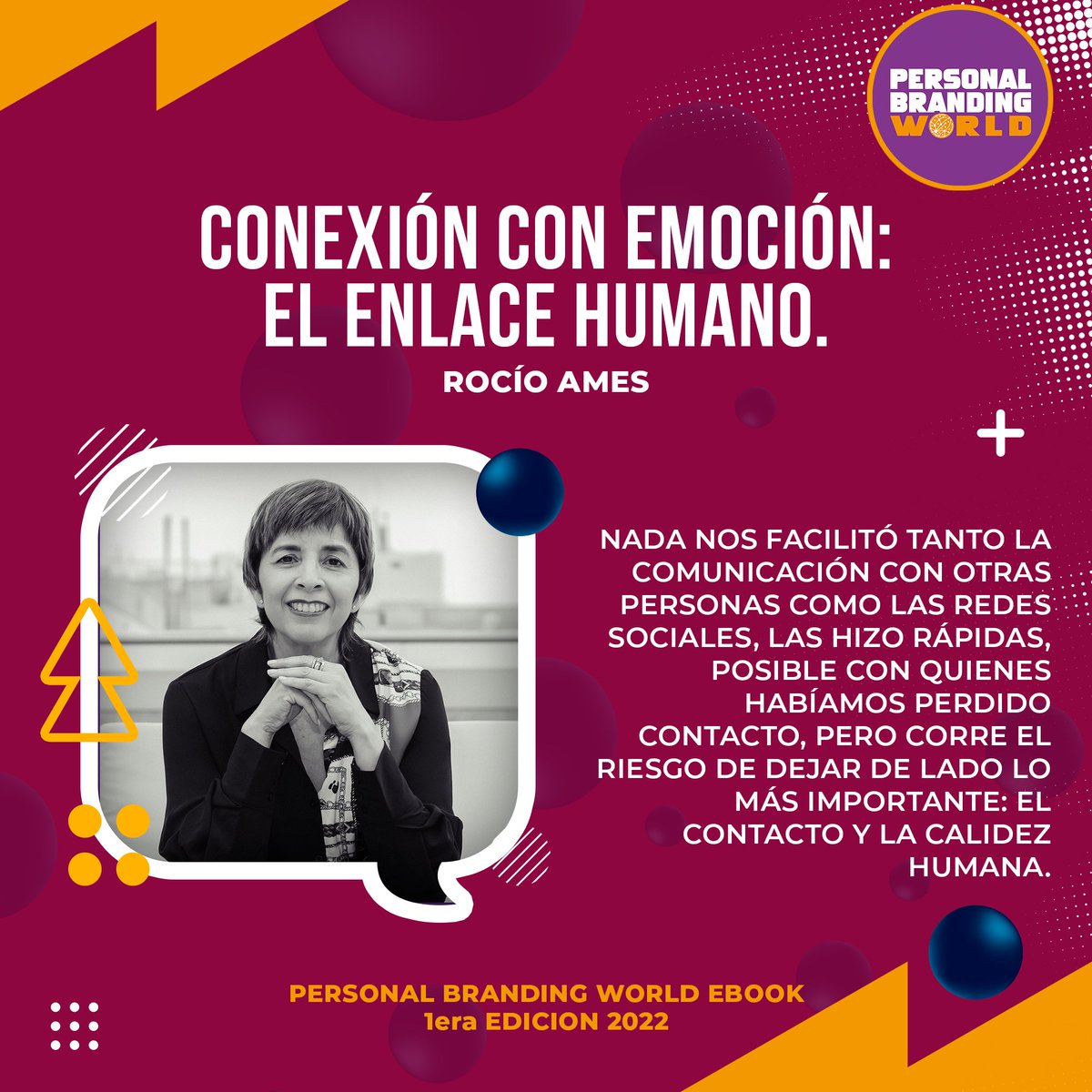 PBrandingWorld's tweet photo. @RocioAmes estratega de #MarcaPersonal, imagen física y networking. Desde Lima, Perú escribe "Conexión con emoción: El enlace humano".
Aportes desde toda Iberoamérica llegan al #PersonalBrandingWorld #eBook que puedes descargar de forma gratuita en el link https://t.co/G6vgmyiLLX https://t.co/9WaAUO3smC